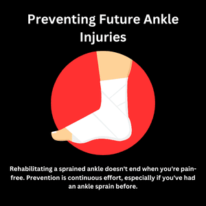 Illustrated ankle with bandage showing proper physical therapy for sprained ankle and injury prevention steps