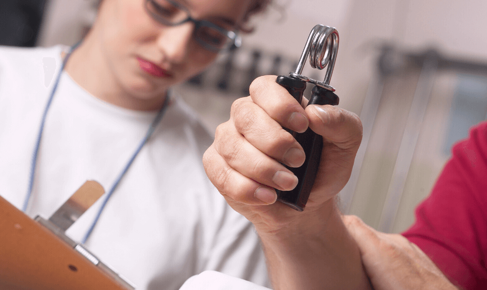 patient undergoing rehabilitation in a physical therapy clinic 